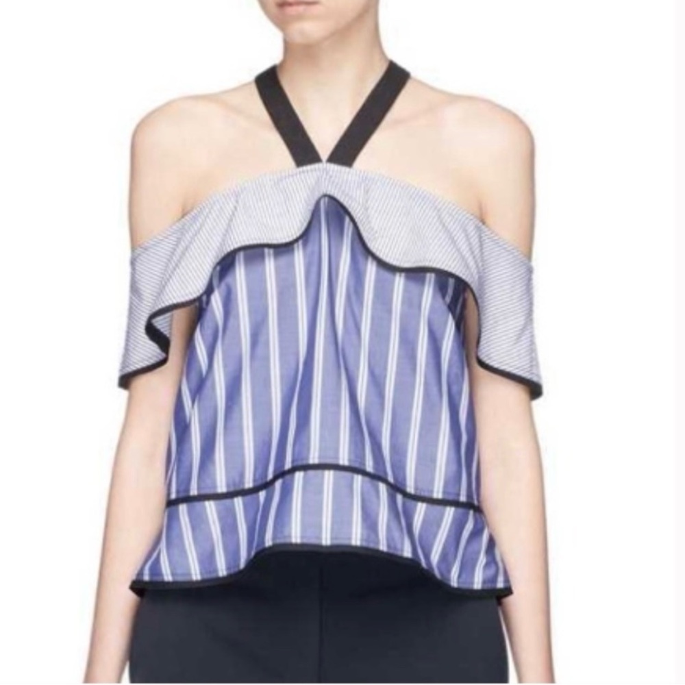NWOT Proenza Schouler Ruffled off the Shoulder Striped Top - Size 0 - New